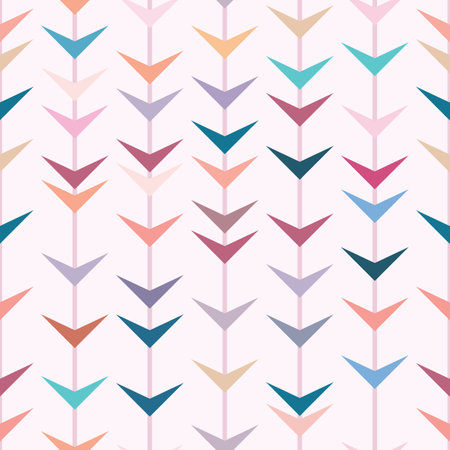 Colorful arrows, geometric vector pattern, seamless repeat, vertical stripes with triangles, abstract backgroundのイラスト素材