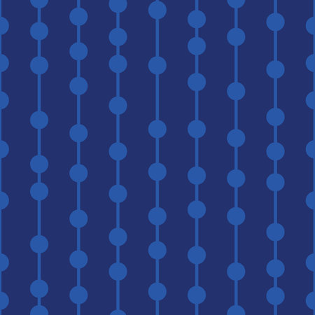 Dark blue geometric vector pattern, seamless repeat, vertical stripes with dots, abstract backgroundのイラスト素材