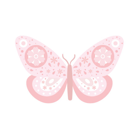 Pink butterfly clip art, hand drawn vector elementのイラスト素材