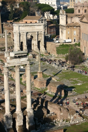Forum romanum ruins in Rome with isolated skyの写真素材