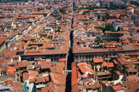 Aerial view of Florence from campanile (belfry) near cathedralの写真素材