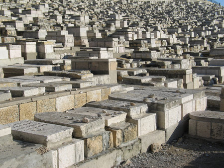 The Jewish cemetery on the Mount of Olives, in Jerusalem (Israel)の写真素材