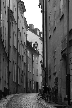 Street in old town of Stockholmの写真素材