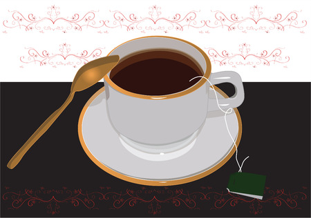 Tea mug,Against a dark background, a white cup,のイラスト素材