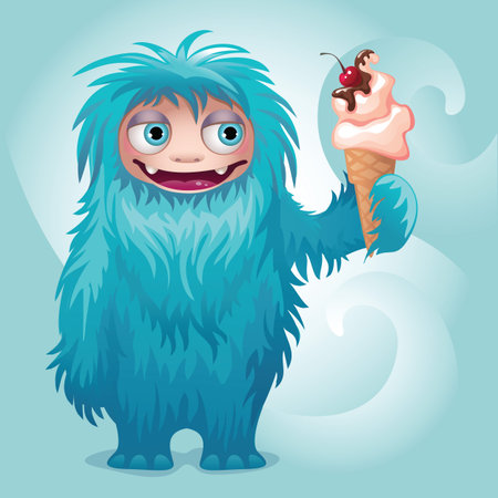 monster yeti character ice creamのイラスト素材