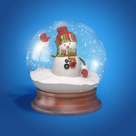 Snowman inside glass ballの写真素材