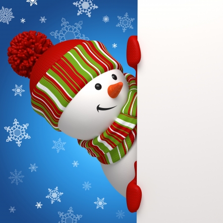 snowman holding bannerの写真素材