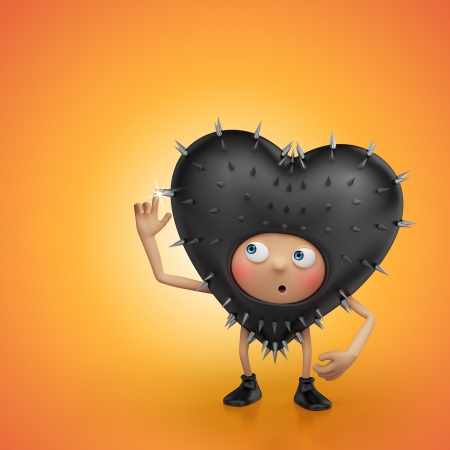 Funny kinky Valentine heart cartoon  Love hurtsの写真素材