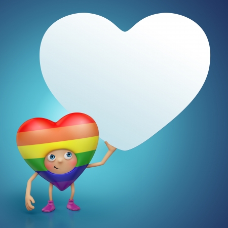 Cute  Valentine heart cartoon holding bannerの写真素材
