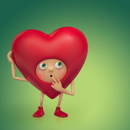 Funny Valentine heart cartoon thinkingの写真素材