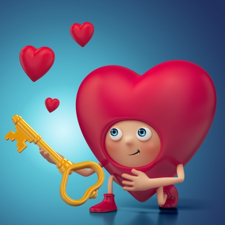 Funny Valentine heart cartoon proposalの写真素材