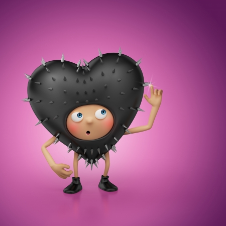 Love hurts  Funny  Valentine heart cartoon characterの写真素材