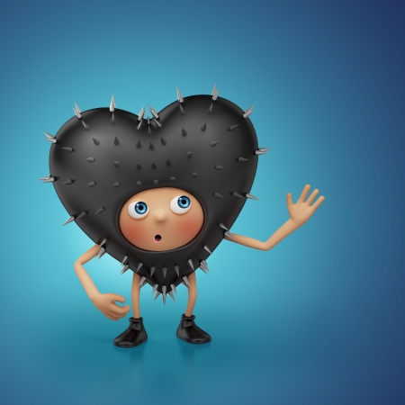 funny curious Valentine heart cartoon characterの写真素材