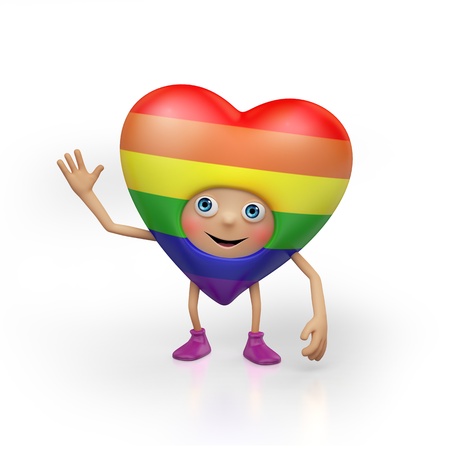 funny homosexual heart cartoon isolated on white background  Valentine s day greeting  Three dimensional character renderの写真素材