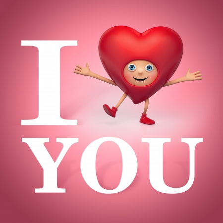 Valentine heart cartoon greeting  I love you  I miss youの写真素材