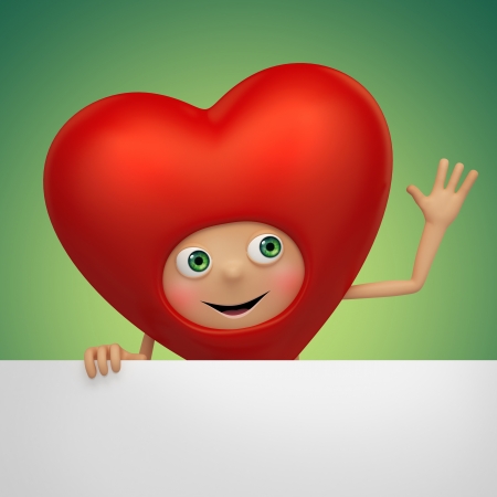 Funny Valentine heart cartoon holding bannerの写真素材