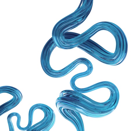 Abstract 3d blue toothpaste line isolated on whiteの写真素材