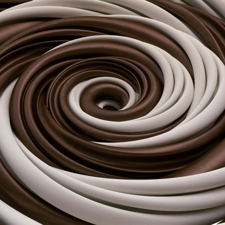 abstract chocolate cream spiral backgroundの写真素材