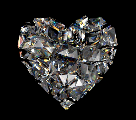 3d broken brilliant crystal heartの写真素材