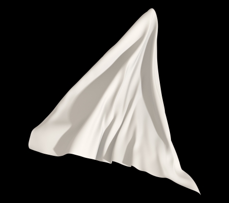 flying abstract white cloth isolated on black backgroundの写真素材