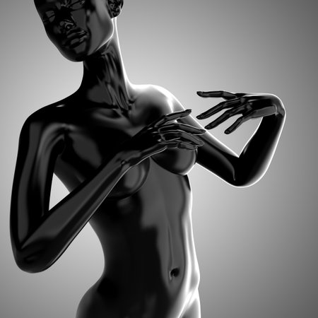 3d female torso, fashion illustration, black mannequinの写真素材