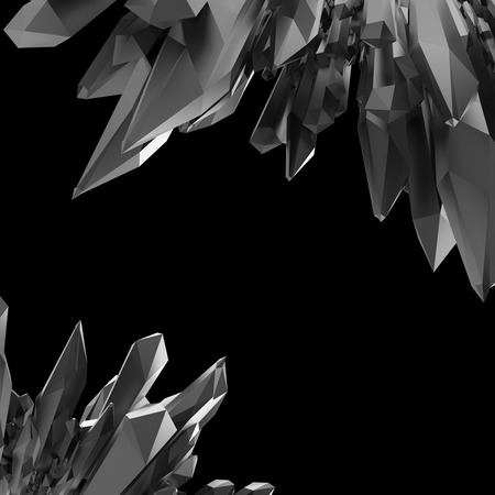 3d black crystal shapes, abstract backgroundの写真素材