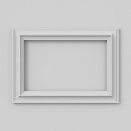 blank horizontal picture frame on a white wallの写真素材