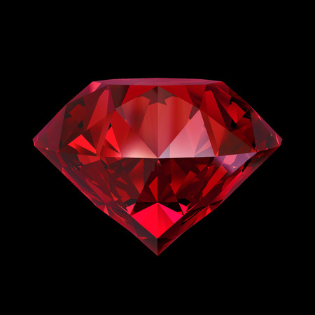 red ruby gemstone, 3d object isolated on black backgroundの写真素材