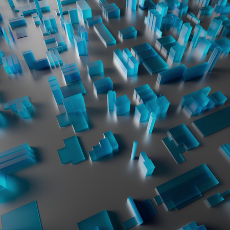 3d abstract geometric background, blue glass cubesの写真素材