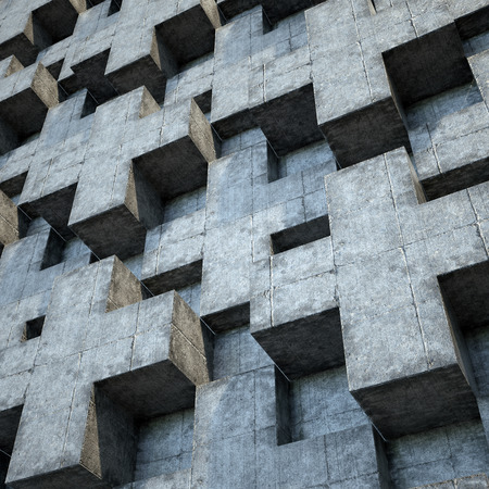 abstract urban concrete wall, 3d polygonal relief backgroundの写真素材
