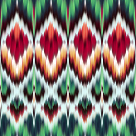 abstract ethnic seamless pattern, ikat ornament, red green modern fabric, geometric aztec backgroundの写真素材