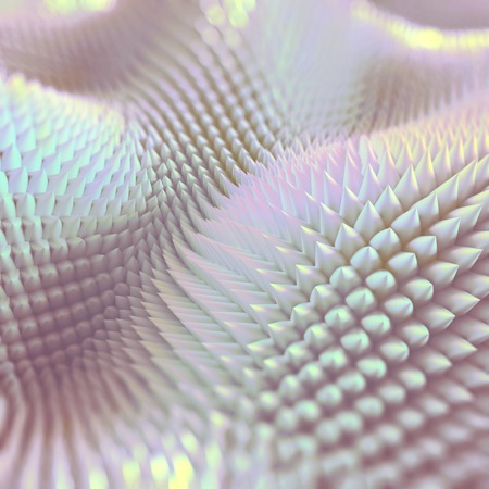 3d render, abstract nacre background, iridescent prickles, wavy macro textureの写真素材