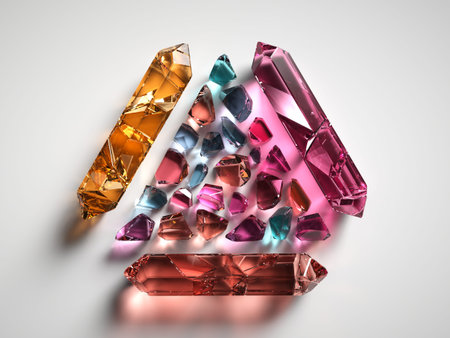 3d render, colorful spiritual crystals isolated on white background, reiki healing quartz, mystical...
