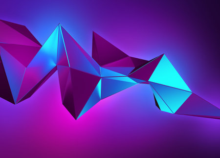 3d pink blue neon abstract background with polygonal shapes
