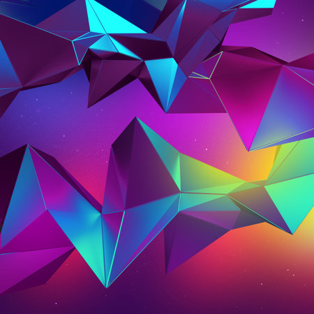 3d neon abstract crystal multicolor polygonal shapes