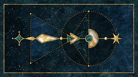 abstract cosmic background with gold metallic foil and marbled textures inlay. Sacred geometry with...