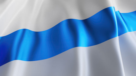 3d render, abstract anti war background, silky waving white-blue-white flag