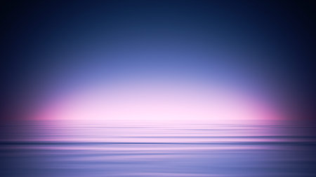 abstract 3d rendering, modern minimalist seascape wallpaper. Simple background with bright glow and...
