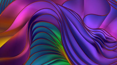 3d rendering, abstract fashion background with layers and folds. Drapery waving and fluttering....