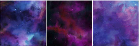 watercolor cosmic background, abstract space with stars, colorful galaxy wallpaper setの写真素材