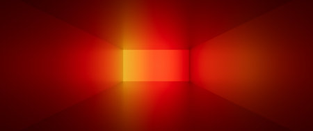 3d render, abstract geometric background, empty red roomの写真素材