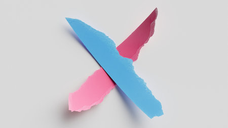 3d render, blank ripped paper pieces in the shape of a cross isolated on white background. Abstract modern wallpaperの写真素材