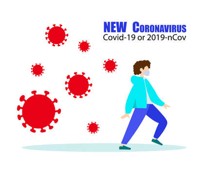 Vector illustration. People wearing protection medical face mask to protect and prevent virus, disease, flu.のイラスト素材