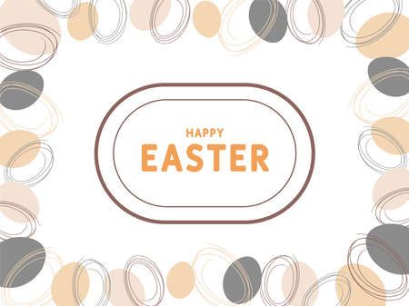 Easter frame with handmade Easter eggs in black on a white backgroundのイラスト素材