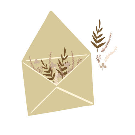 Isolated hand-drawn postcards and envelopes. Modern collection of designs of letters of spring and friendship. Vector illustration for web and print.のイラスト素材