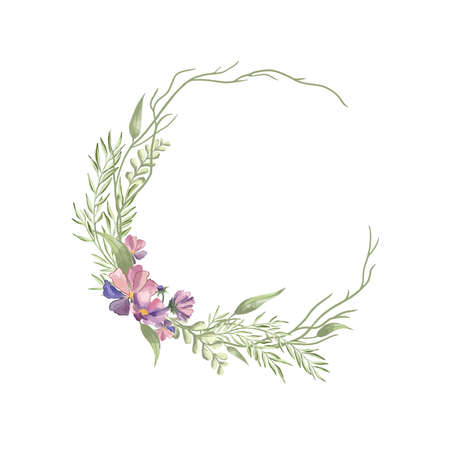 Floral wreath made of grass in circleのイラスト素材