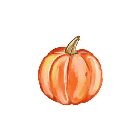 Happy Halloween design elements. Design elements, logos, badges, labels, icons and objects. Watercolor pumpkin.のイラスト素材