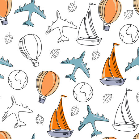 Travel vacation adventure summer sea seamless pattern, Pattern Swatches, texture can be used for...