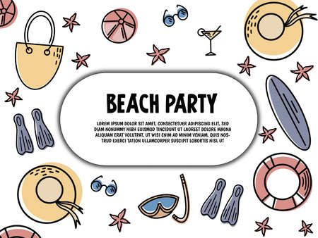 Summer sale banner online shopping on the beach background. Vector illustration Discount Badge or Label Typographic Design.のイラスト素材