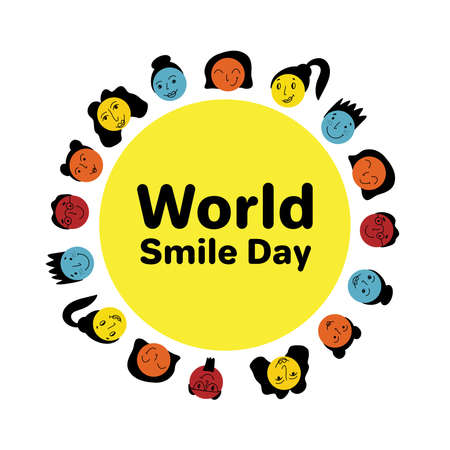 World smile day. Vector Illustration in flat style.のイラスト素材